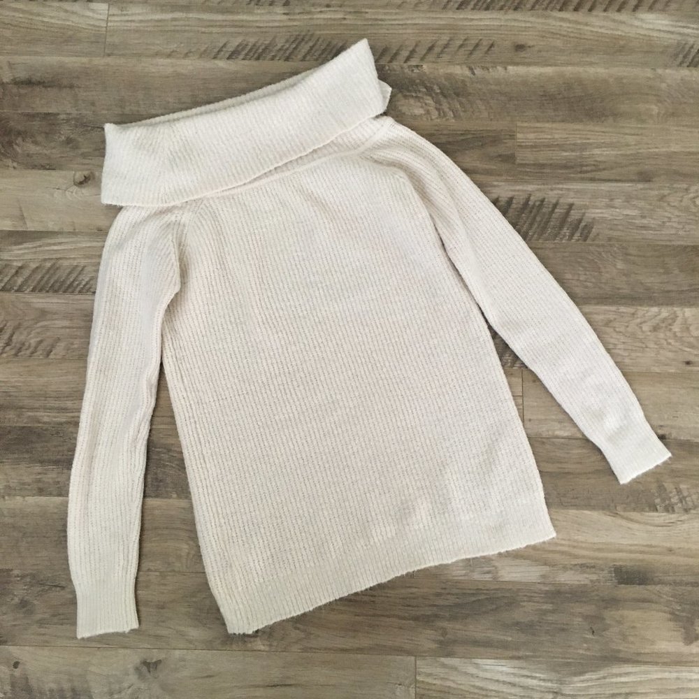 Urban Heritage Cream Textured Knit Cowl Neck Sweater Small Cozy Rory Gilmore Vtg